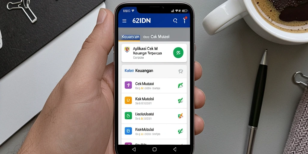 Tampilan antarmuka aplikasi Cek Mutasi 62IDN yang sederhana dan informatif.