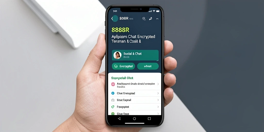 Antarmuka 888R dengan fitur Chat Encrypted yang aman dan intuitif.