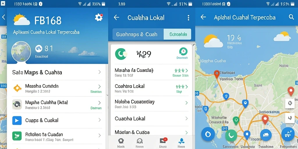 Antarmuka aplikasi FB168 menampilkan informasi cuaca lokal secara jelas.